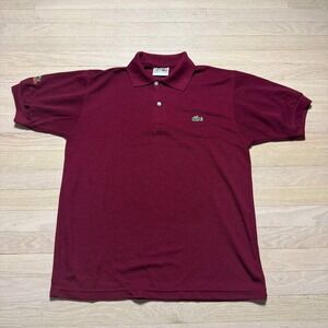 Vintage Lacoste Polo Shirt Chemise Made in France Burgundy Men's L